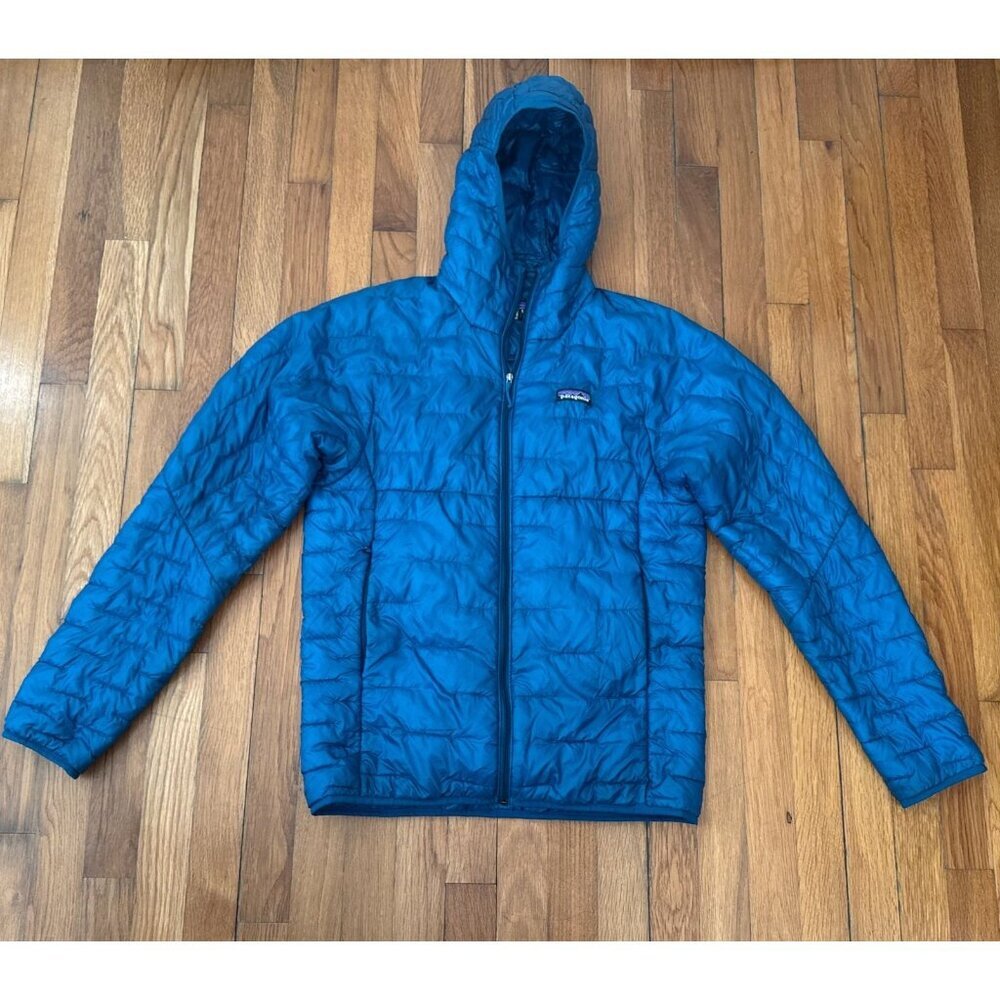 Patagonia Jacket Men's Blue Hooded Quilted Nano Primaloft Puffer Nylon Size S